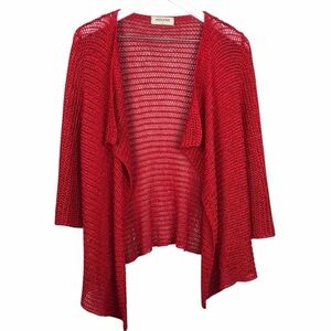 Ancora Open Knit Bright Cherry Red Cardigan‎
